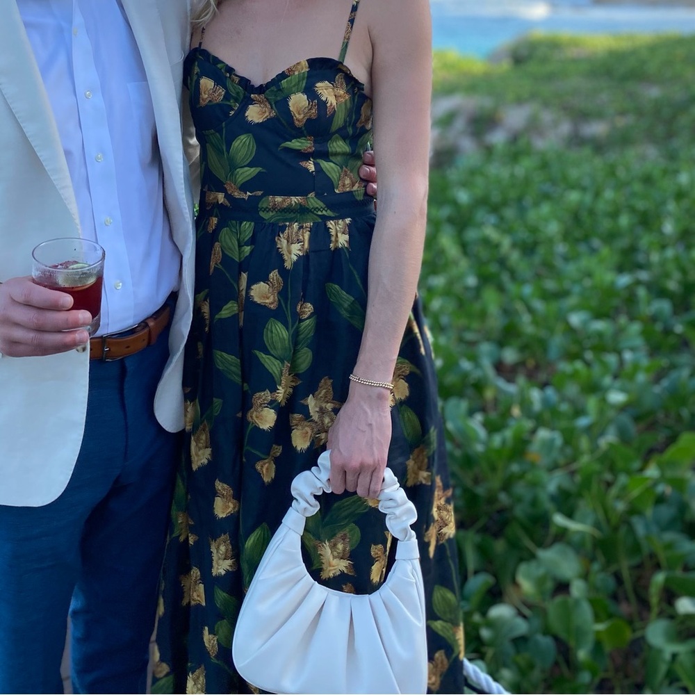 Agua Bendita Floral Navy and Green Dress
